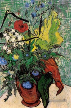 Fleurs sauvages et chardons dans un vase Vincent van Gogh Peinture à l'huile